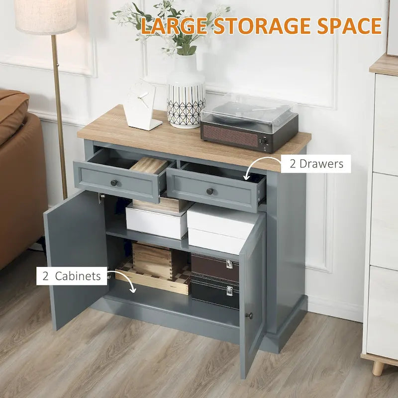 Sideboard Anrichte mit 2 Schubladen und Doppeltürenschrank