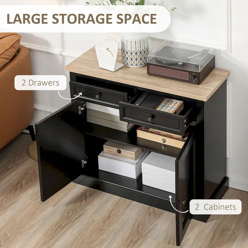 Sideboard Anrichte mit 2 Schubladen und Doppeltürenschrank