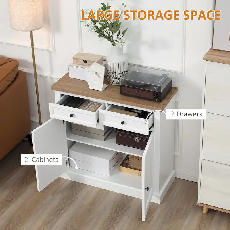 Sideboard Anrichte mit 2 Schubladen und Doppeltürenschrank