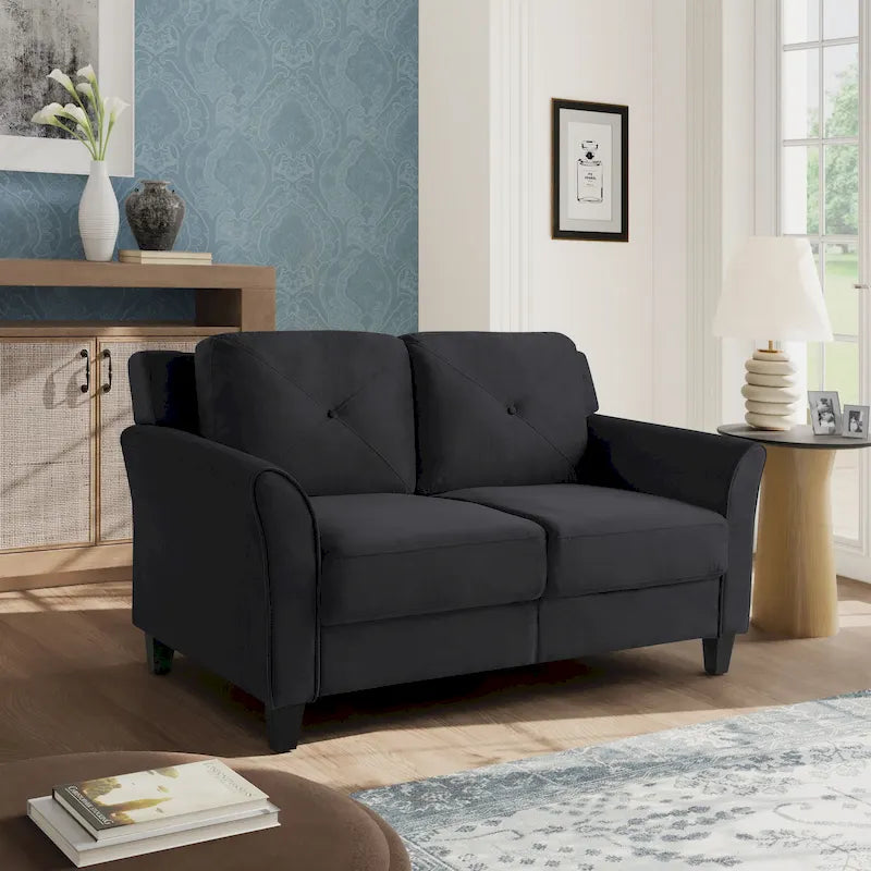 Modernes Mikrofaser-Loveseat mit getufteten Rückenkissen
