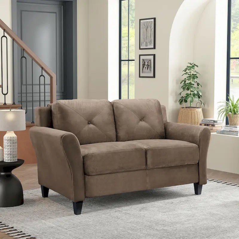 Modernes Mikrofaser-Loveseat mit getufteten Rückenkissen