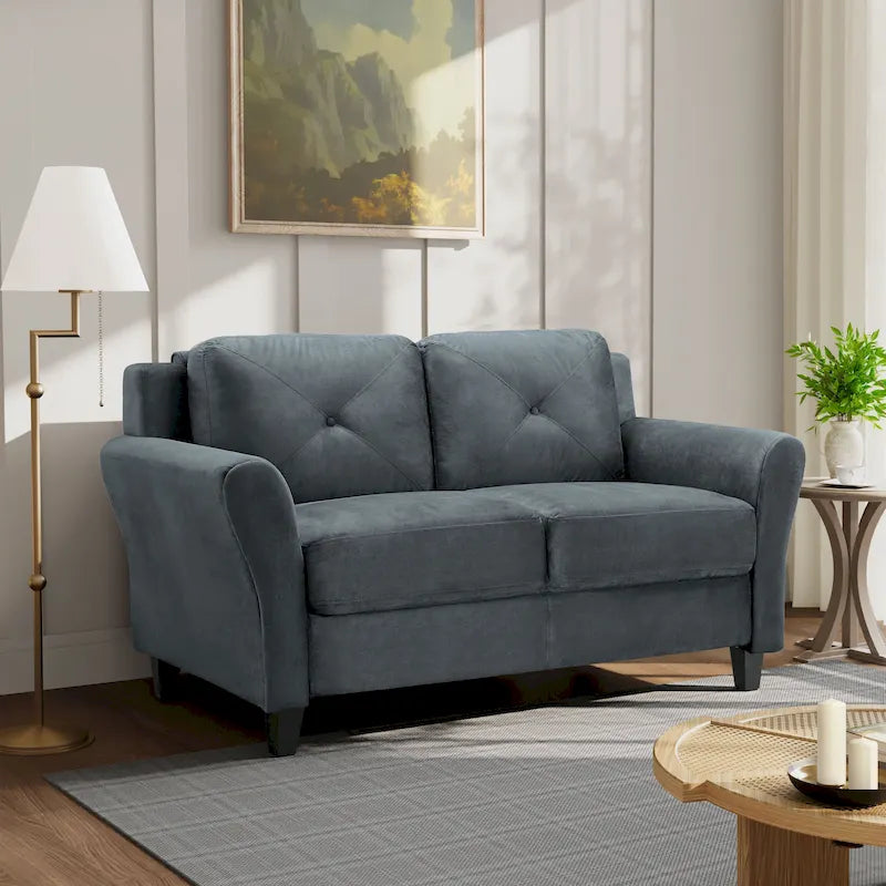 Modernes Mikrofaser-Loveseat mit getufteten Rückenkissen