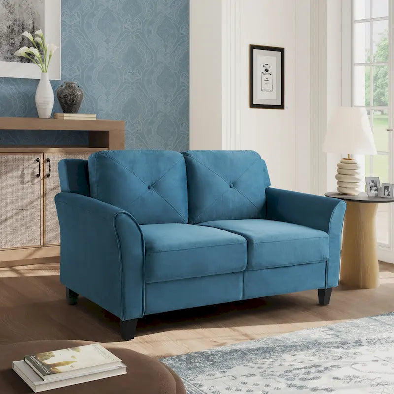 Modernes Mikrofaser-Loveseat mit getufteten Rückenkissen