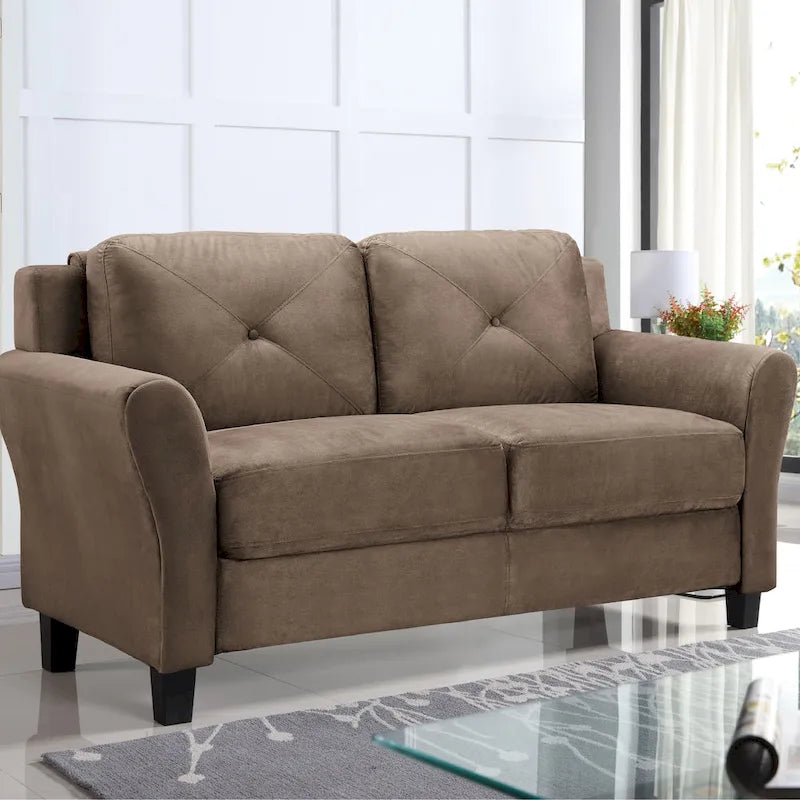 Modernes Mikrofaser-Loveseat mit getufteten Rückenkissen