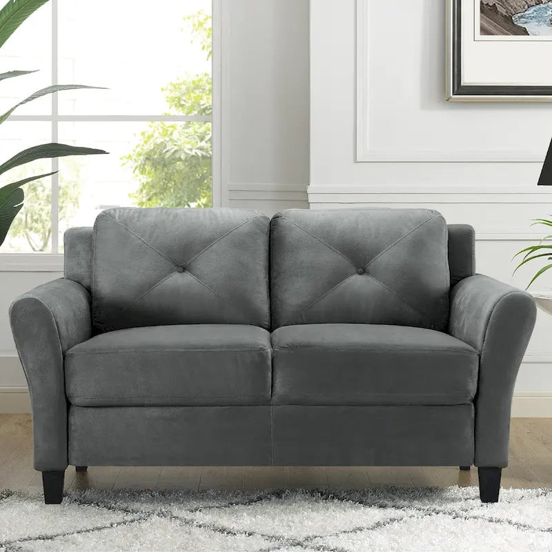Modernes Mikrofaser-Loveseat mit getufteten Rückenkissen