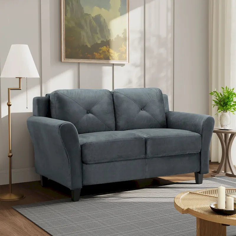 Modernes Mikrofaser-Loveseat mit getufteten Rückenkissen