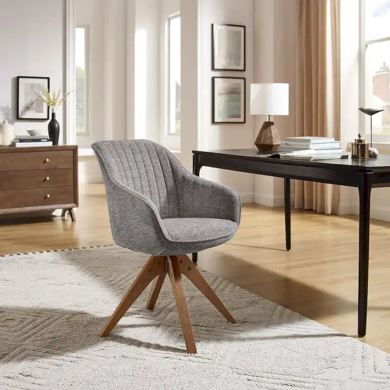Moderner Home-Office-Drehsessel mit Holzbeinen