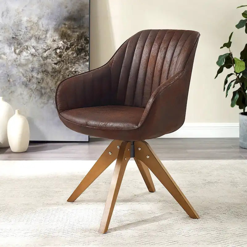 Moderner Home-Office-Drehsessel mit Holzbeinen