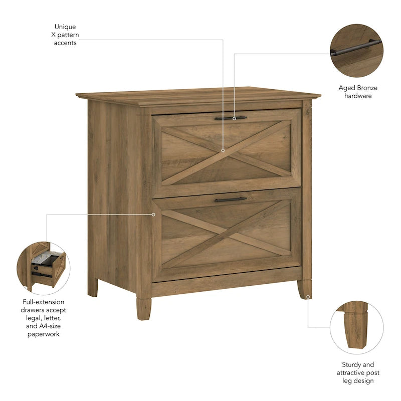 Bauernhaus Aktenschrank mit 2 Schubladen (quer)