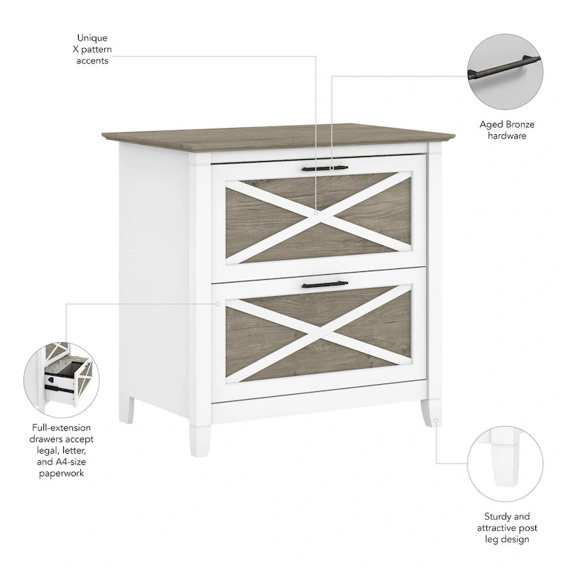 Bauernhaus Aktenschrank mit 2 Schubladen (quer)