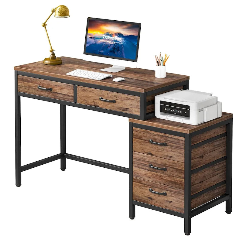 Computertisch mit 5 Schubladen und umbaubarem Aktenschrank