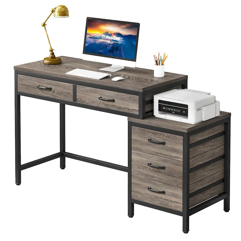Computertisch mit 5 Schubladen und umbaubarem Aktenschrank