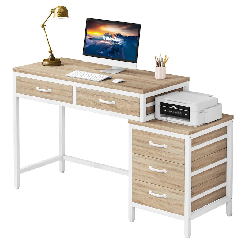 Computertisch mit 5 Schubladen und umbaubarem Aktenschrank
