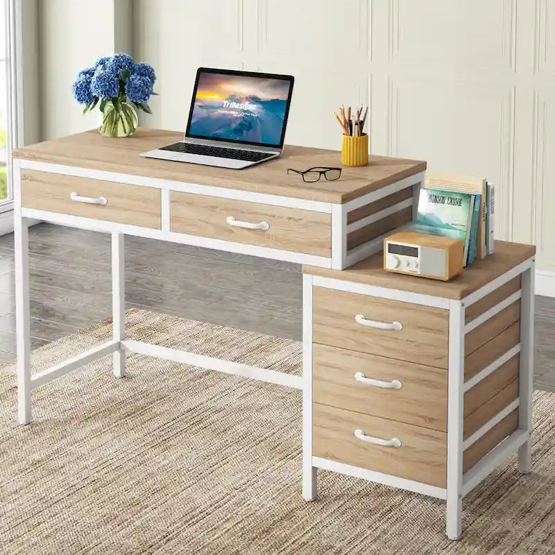Computertisch mit 5 Schubladen und umbaubarem Aktenschrank