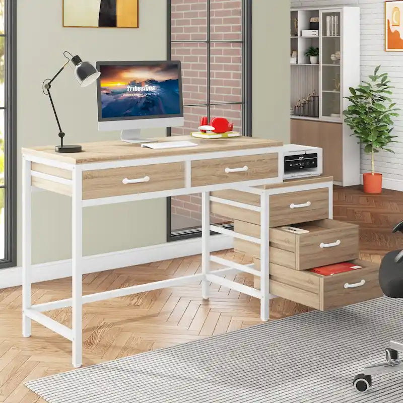 Computertisch mit 5 Schubladen und umbaubarem Aktenschrank