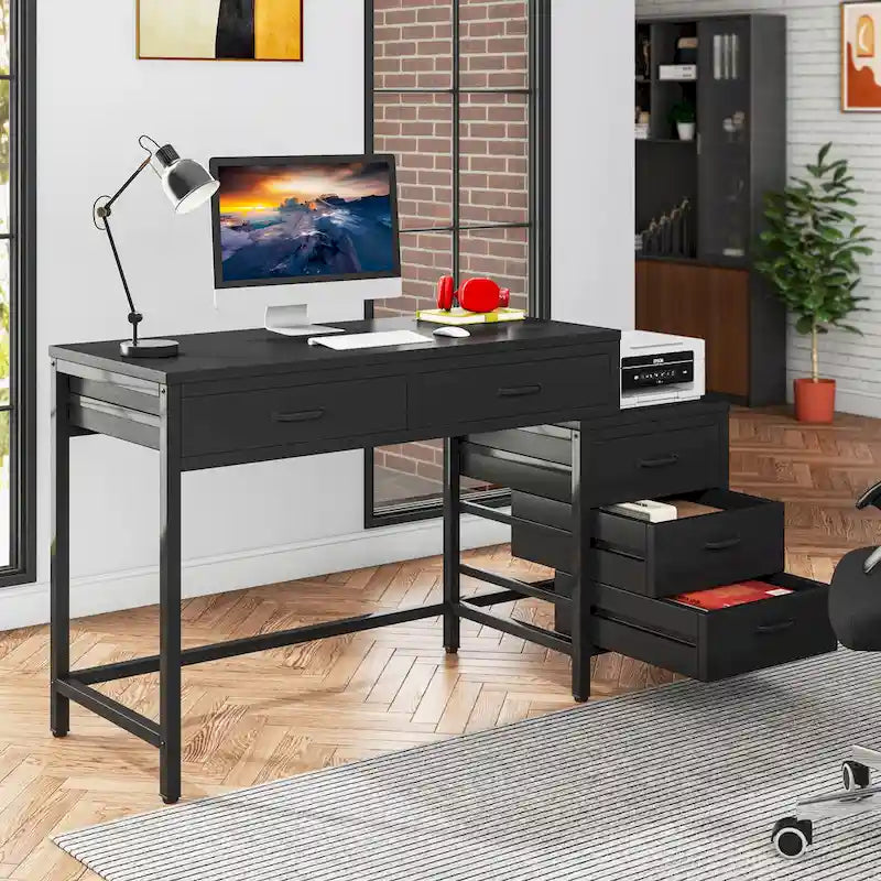 Computertisch mit 5 Schubladen und umbaubarem Aktenschrank