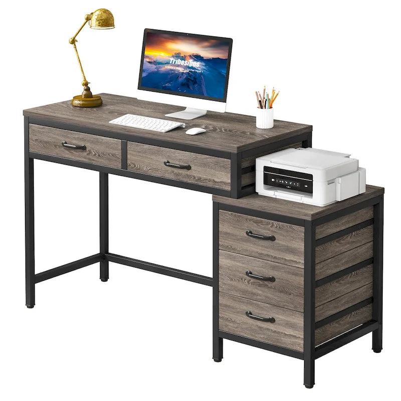 Computertisch mit 5 Schubladen und umbaubarem Aktenschrank