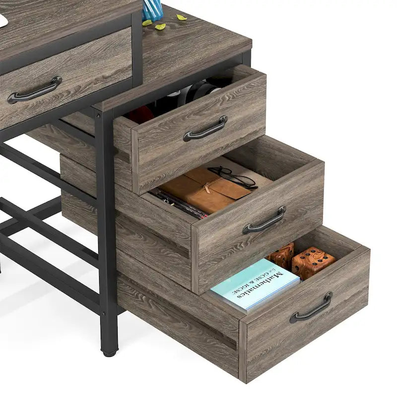 Computertisch mit 5 Schubladen und umbaubarem Aktenschrank
