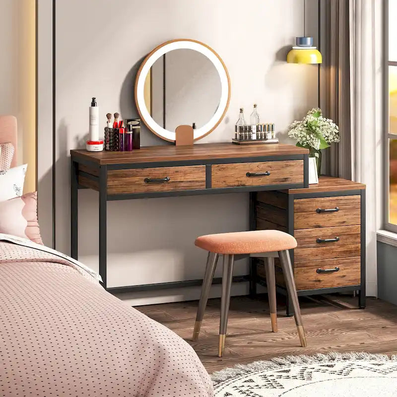 Computertisch mit 5 Schubladen und umbaubarem Aktenschrank