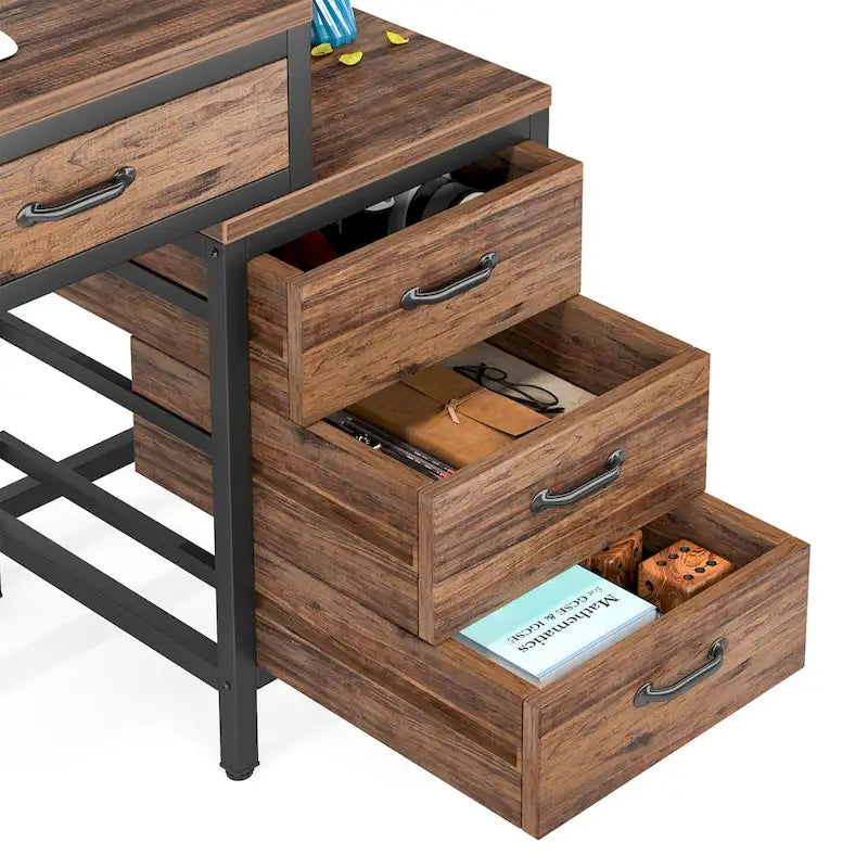Computertisch mit 5 Schubladen und umbaubarem Aktenschrank