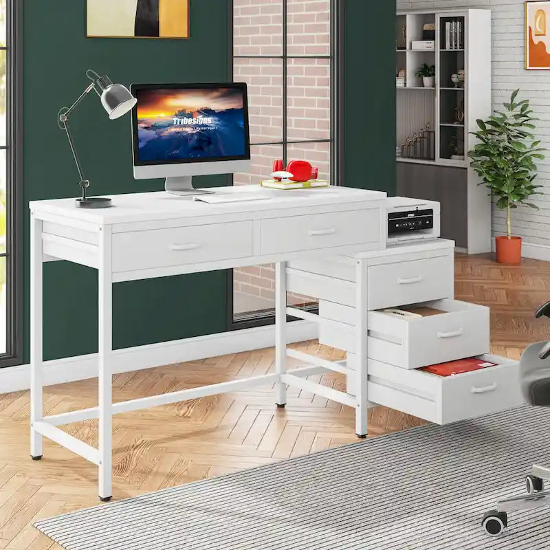 Computertisch mit 5 Schubladen und umbaubarem Aktenschrank