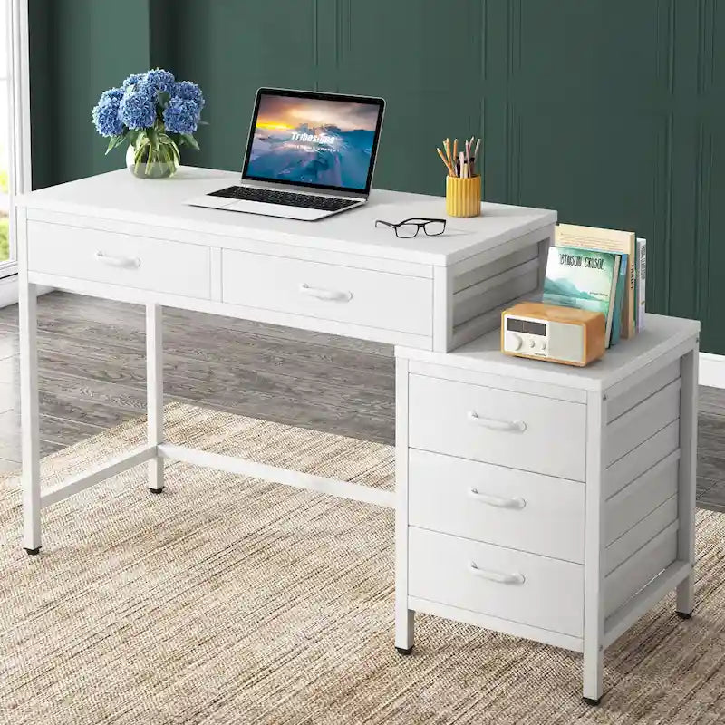 Computertisch mit 5 Schubladen und umbaubarem Aktenschrank