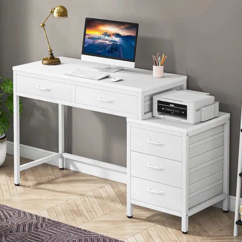 Computertisch mit 5 Schubladen und umbaubarem Aktenschrank