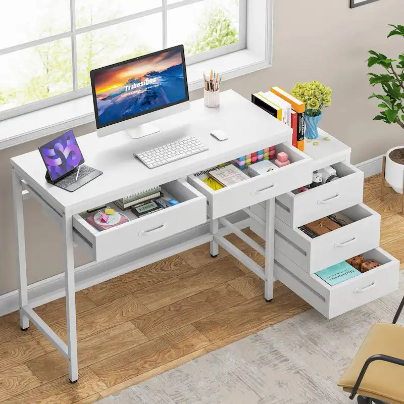 Computertisch mit 5 Schubladen und umbaubarem Aktenschrank