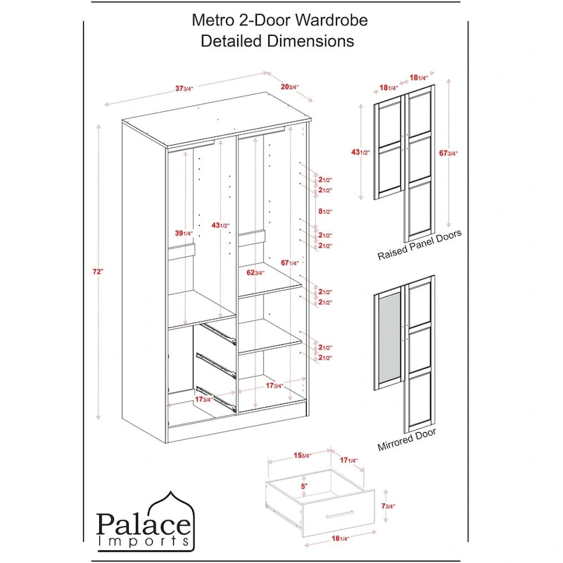 100 % Massivholz-Kleiderschrank mit Massivholz- oder Spiegeltüren