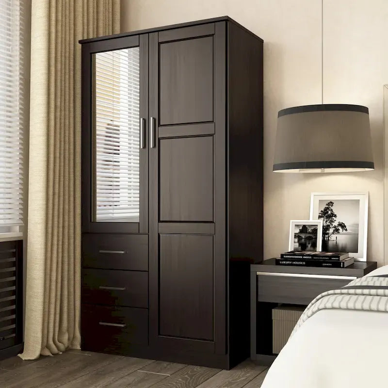100 % Massivholz-Kleiderschrank mit Massivholz- oder Spiegeltüren