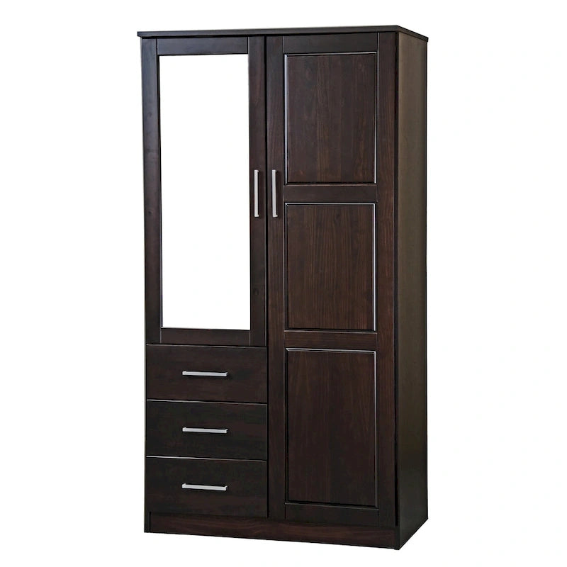 100 % Massivholz-Kleiderschrank mit Massivholz- oder Spiegeltüren
