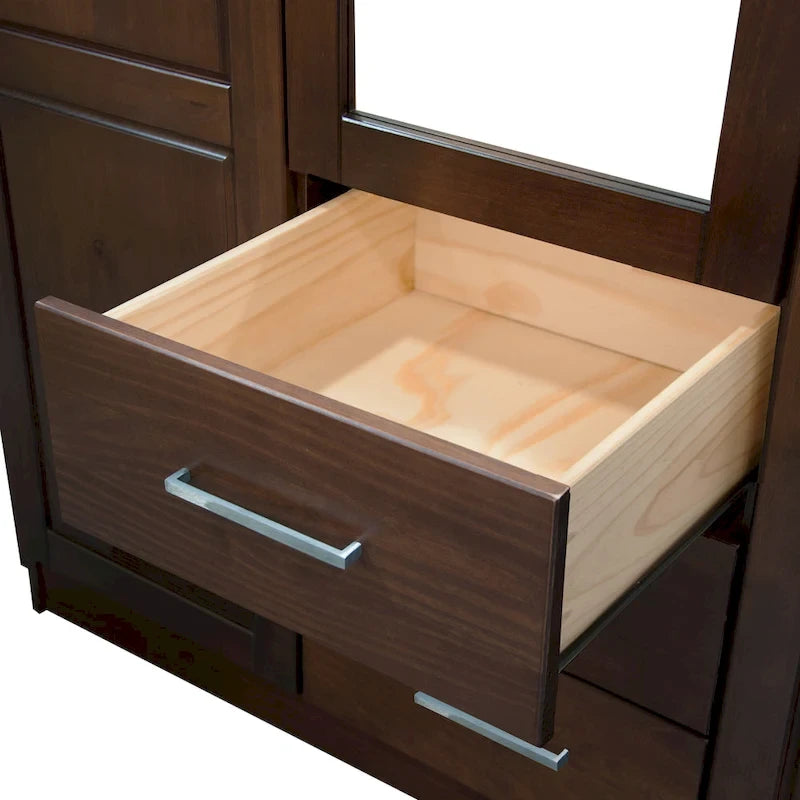 100 % Massivholz-Kleiderschrank mit Massivholz- oder Spiegeltüren