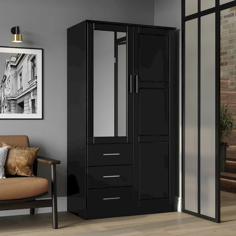 100 % Massivholz-Kleiderschrank mit Massivholz- oder Spiegeltüren