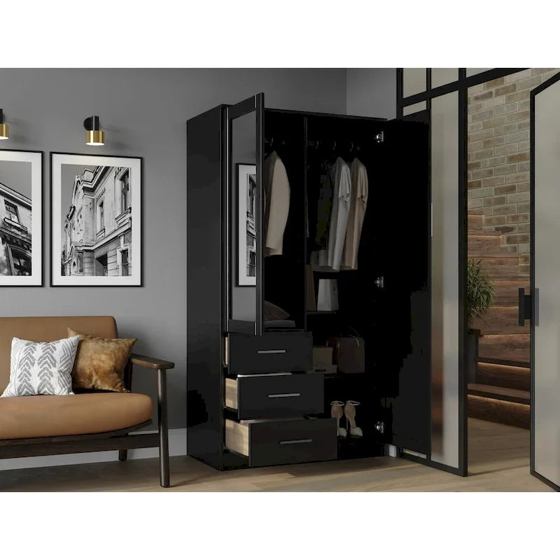 100 % Massivholz-Kleiderschrank mit Massivholz- oder Spiegeltüren