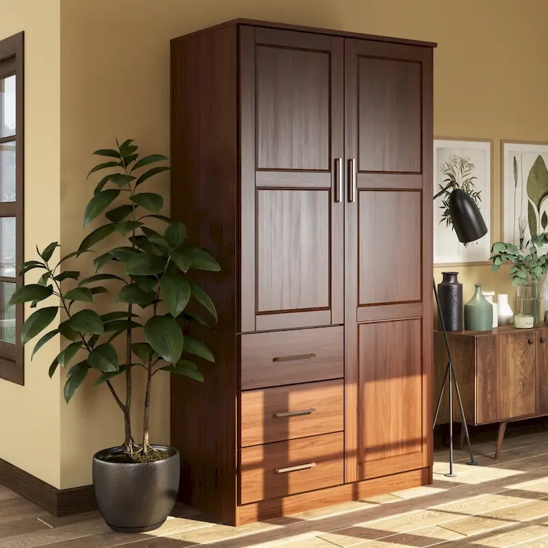 100 % Massivholz-Kleiderschrank mit Massivholz- oder Spiegeltüren