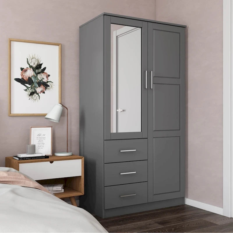 100 % Massivholz-Kleiderschrank mit Massivholz- oder Spiegeltüren