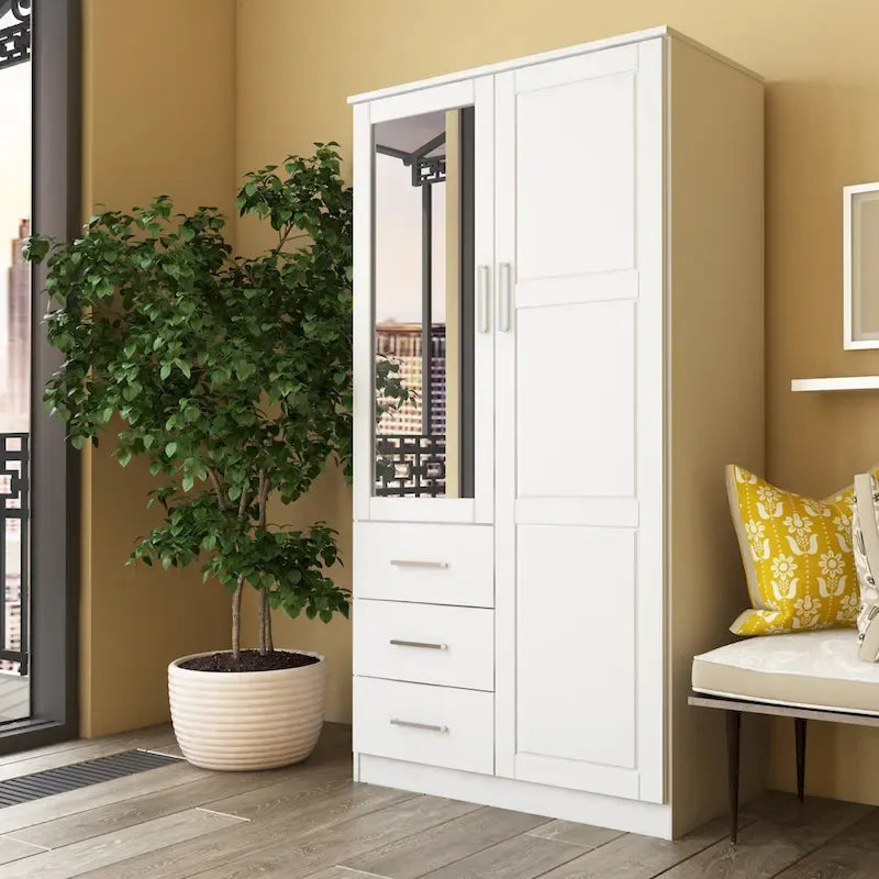 100 % Massivholz-Kleiderschrank mit Massivholz- oder Spiegeltüren