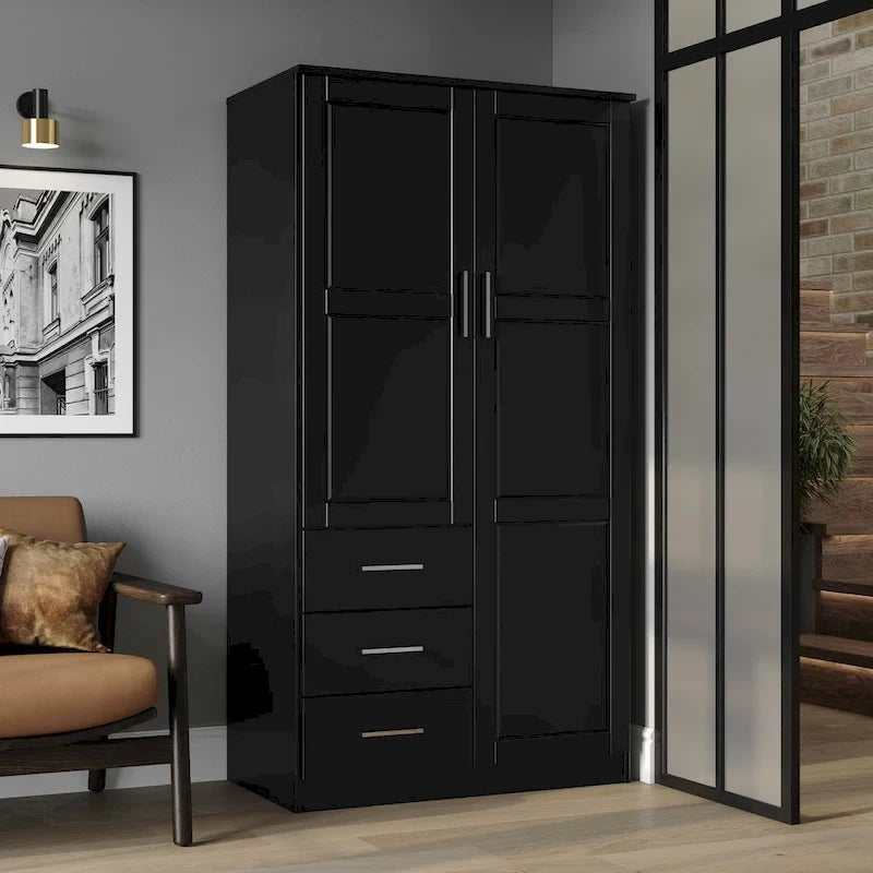 100 % Massivholz-Kleiderschrank mit Massivholz- oder Spiegeltüren