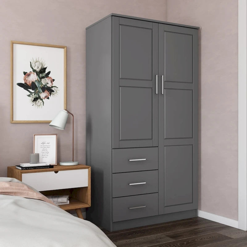 100 % Massivholz-Kleiderschrank mit Massivholz- oder Spiegeltüren