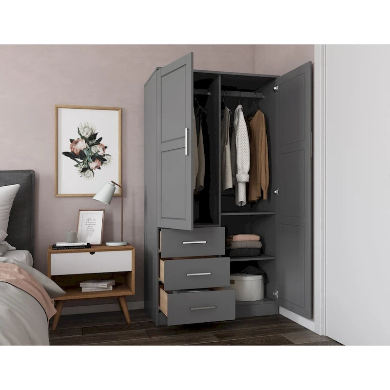 100 % Massivholz-Kleiderschrank mit Massivholz- oder Spiegeltüren