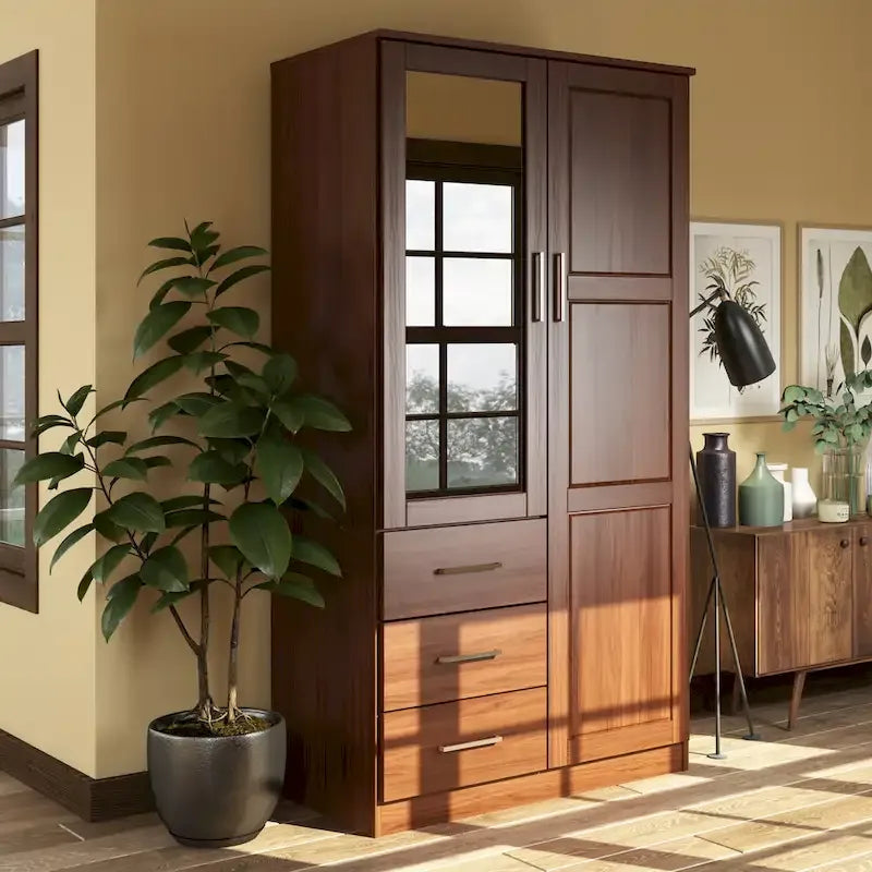 100 % Massivholz-Kleiderschrank mit Massivholz- oder Spiegeltüren