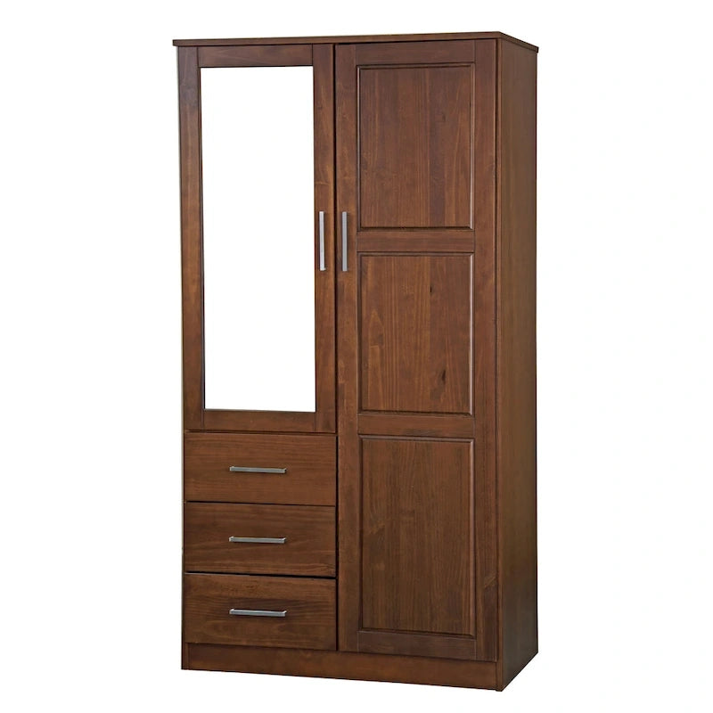 100 % Massivholz-Kleiderschrank mit Massivholz- oder Spiegeltüren