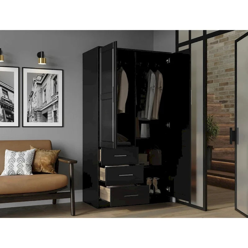 100 % Massivholz-Kleiderschrank mit Massivholz- oder Spiegeltüren