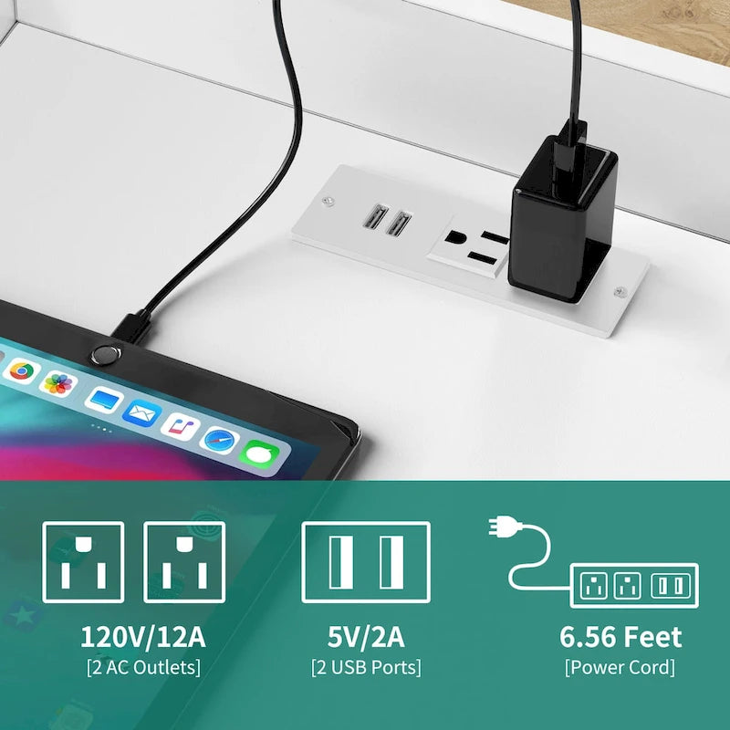 Nachttisch mit 2 Schubladen, USB-Ladefunktion und RGB-LED-Beleuchtung (2er-Set)