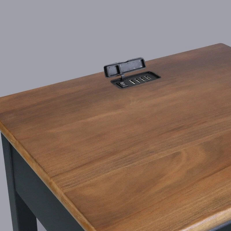 Nachttisch aus Massivholz mit 1 Schublade und USB-Anschlüssen