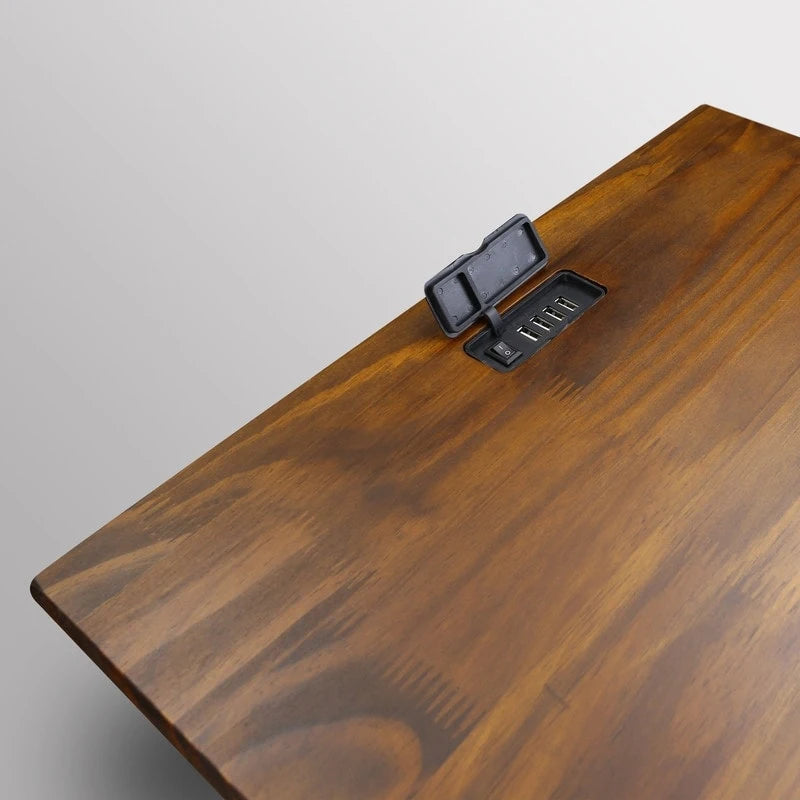 Nachttisch aus Massivholz mit 1 Schublade und USB-Anschlüssen