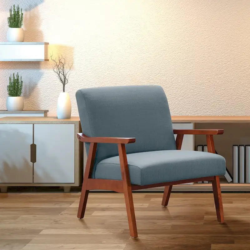 Mid-Century Sessel mit angewinkelten Holzbeinen