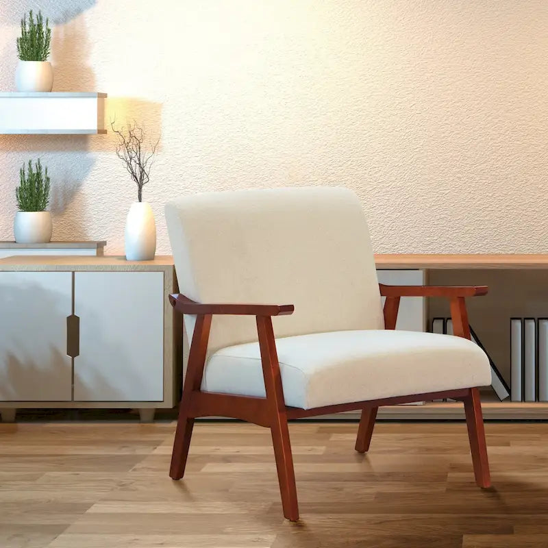 Mid-Century Sessel mit angewinkelten Holzbeinen