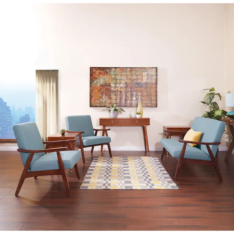 Mid-Century Sessel mit angewinkelten Holzbeinen