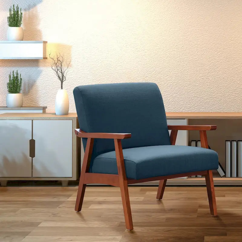 Mid-Century Sessel mit angewinkelten Holzbeinen